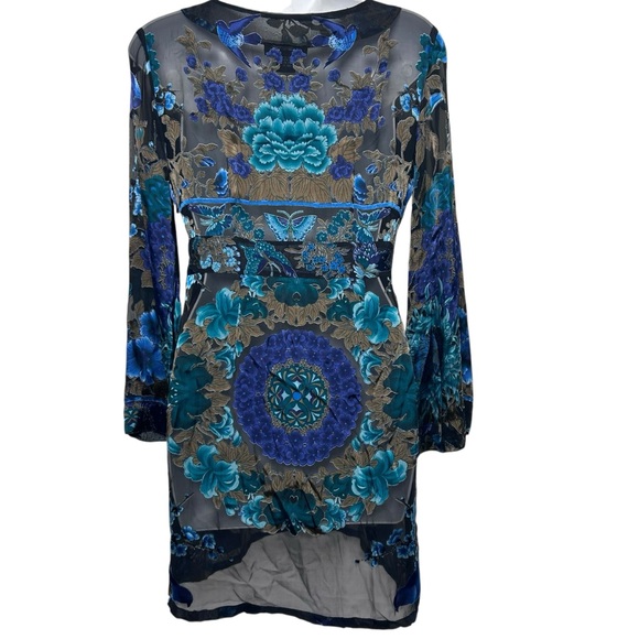 Citron vintage silk blend babydoll top size XS flare sleeves boho 90s Y2K goth - Picture 3 of 11